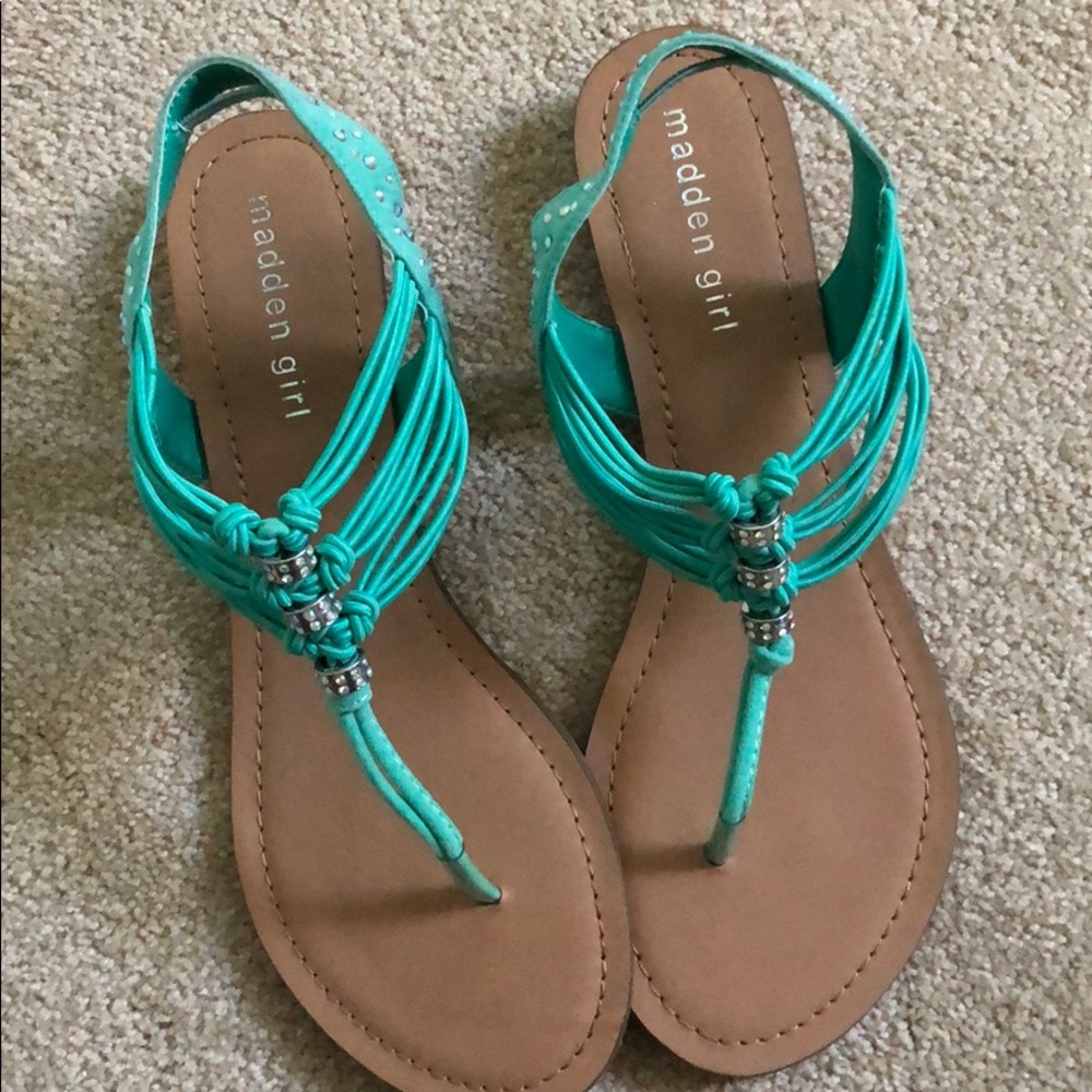Teal jeweled sandals (never worn before)